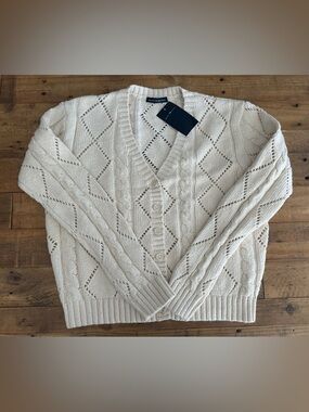 Brandy Melville Cream Button-Up Cardigan Sweater